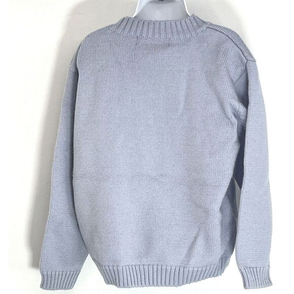 Tresor des Oceans Boys Blue Striped Flag Fish Canadian Sweater Sz 8a Wool Blend - Picture 2 of 12